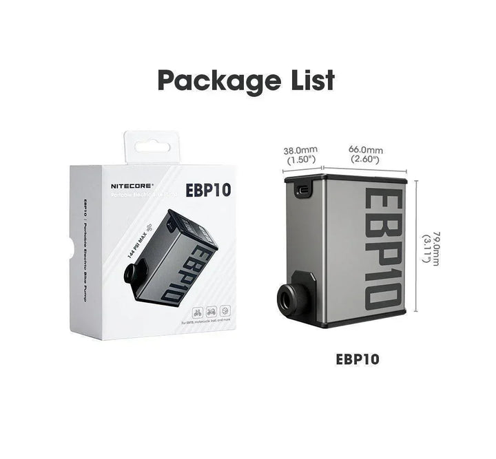 EBP10 - Electric Pump (144psi / 9.93 Bar) - Nitecore Singapore