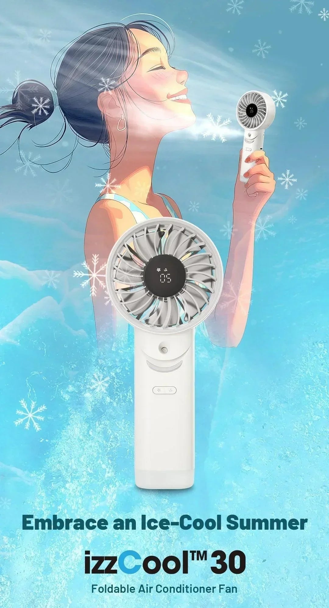 izzCool 30 (White) - Foldable Air Conditioner Fan (3,500mAh)