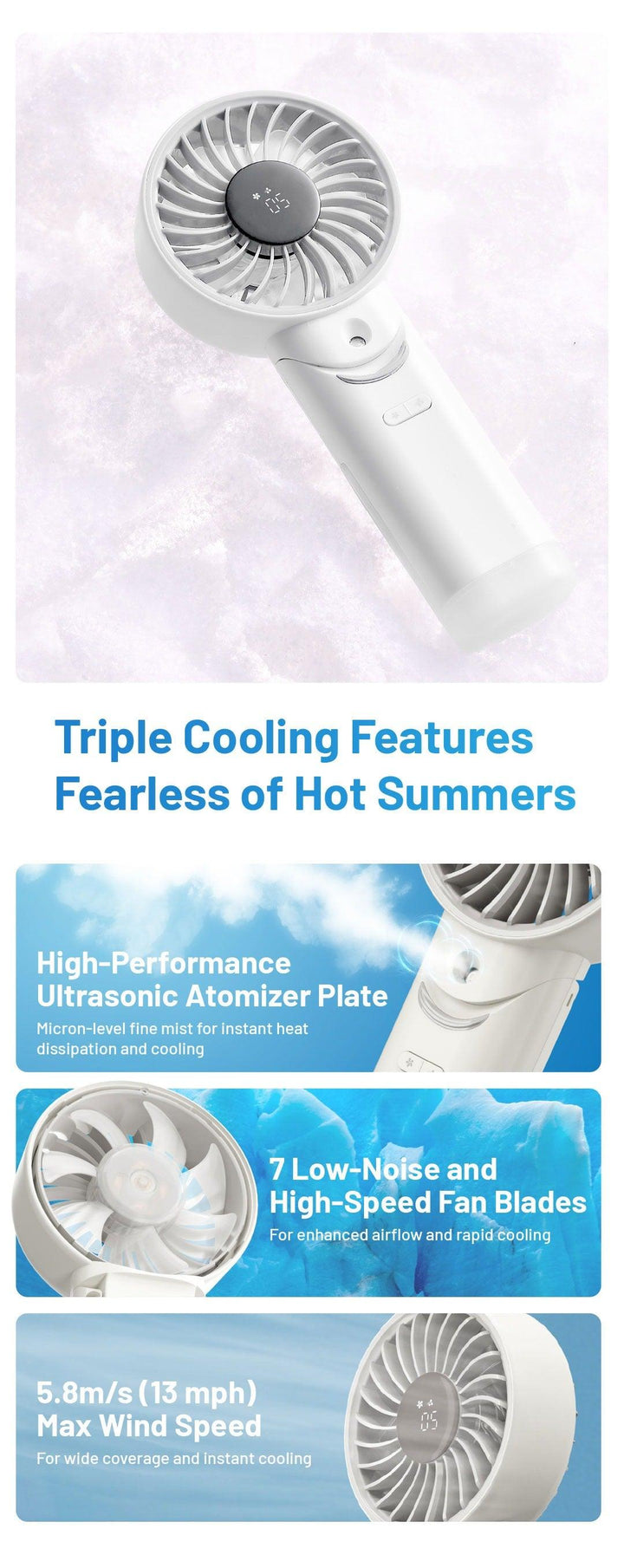 izzCool 30 (White) - Foldable Air Conditioner Fan (3,500mAh)