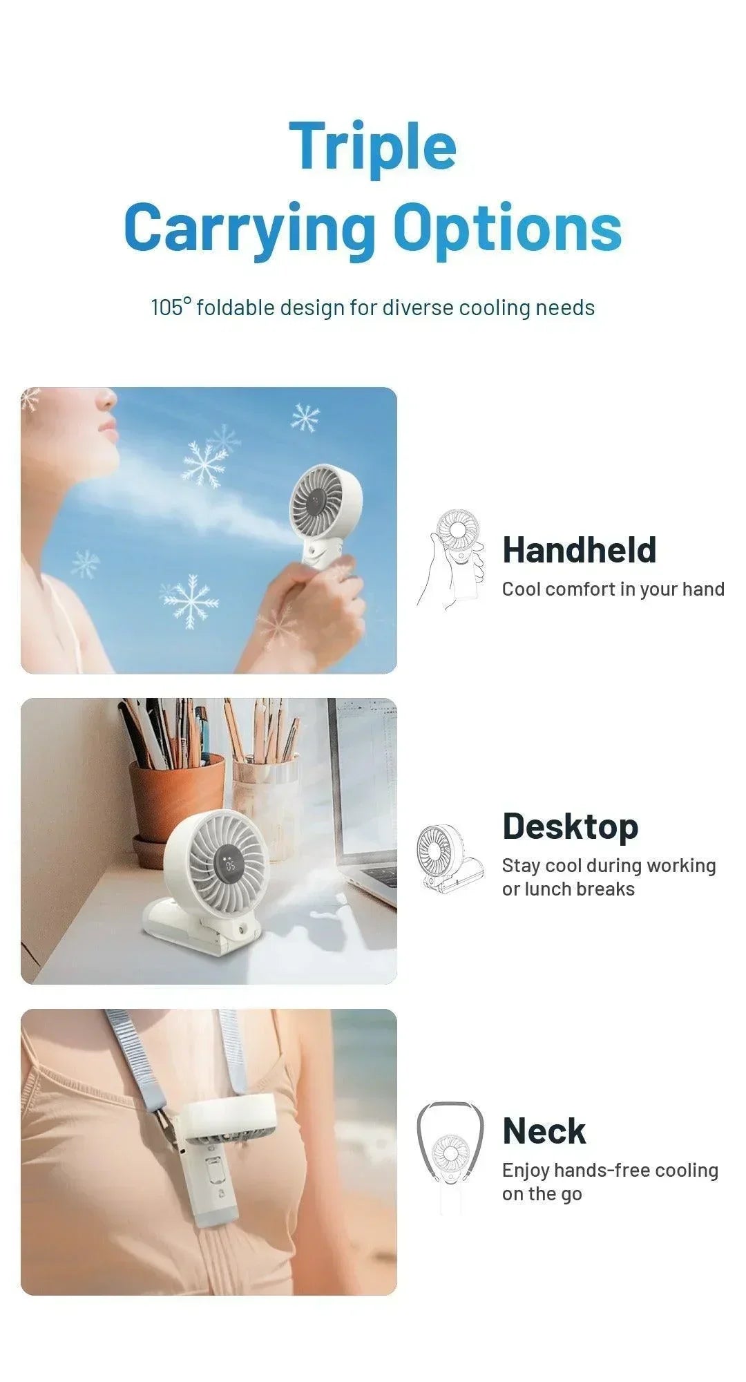 izzCool 30 (White) - Foldable Air Conditioner Fan (3,500mAh)