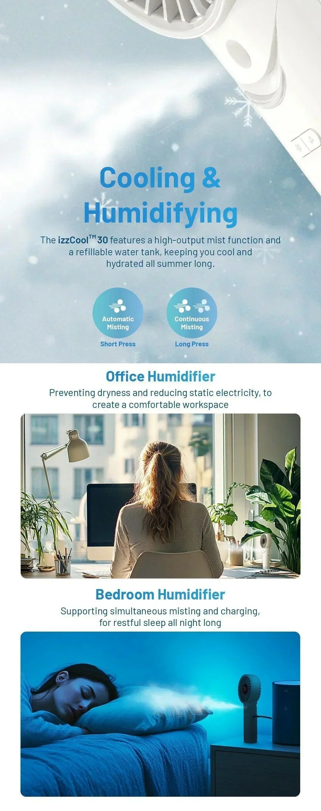 izzCool 30 (White) - Foldable Air Conditioner Fan (3,500mAh)