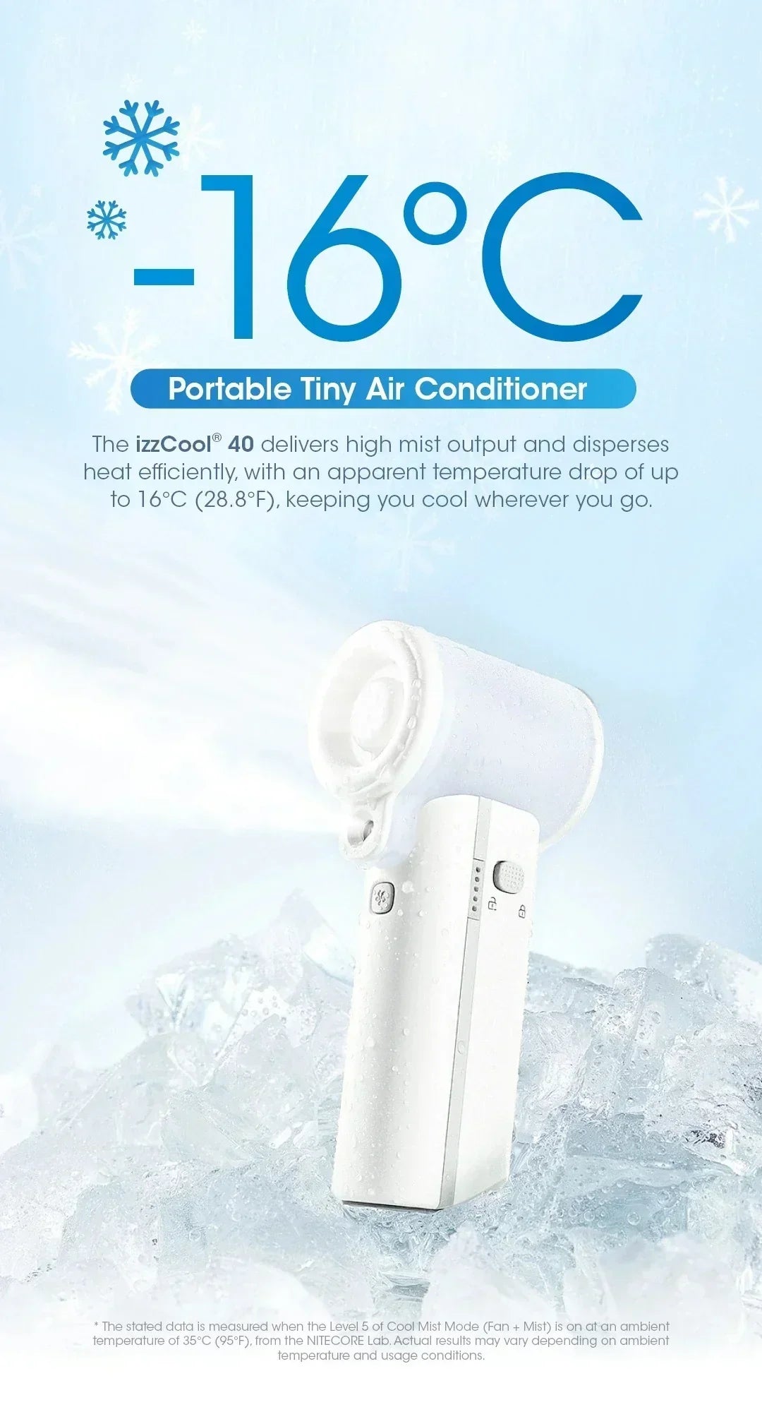 izzCool 40 - High Speed Handheld Air Conditioner Fan (5,200mAh)