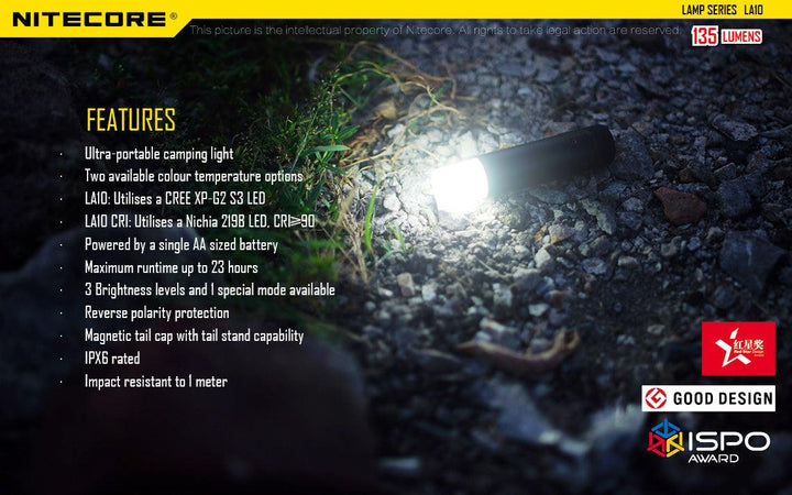LA10 - 135 lumens - Nitecore Singapore