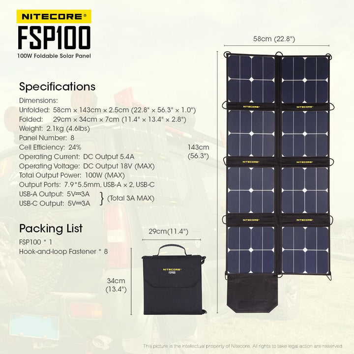 100W Foldable Solar Panel (FSP100) - Nitecore Singapore