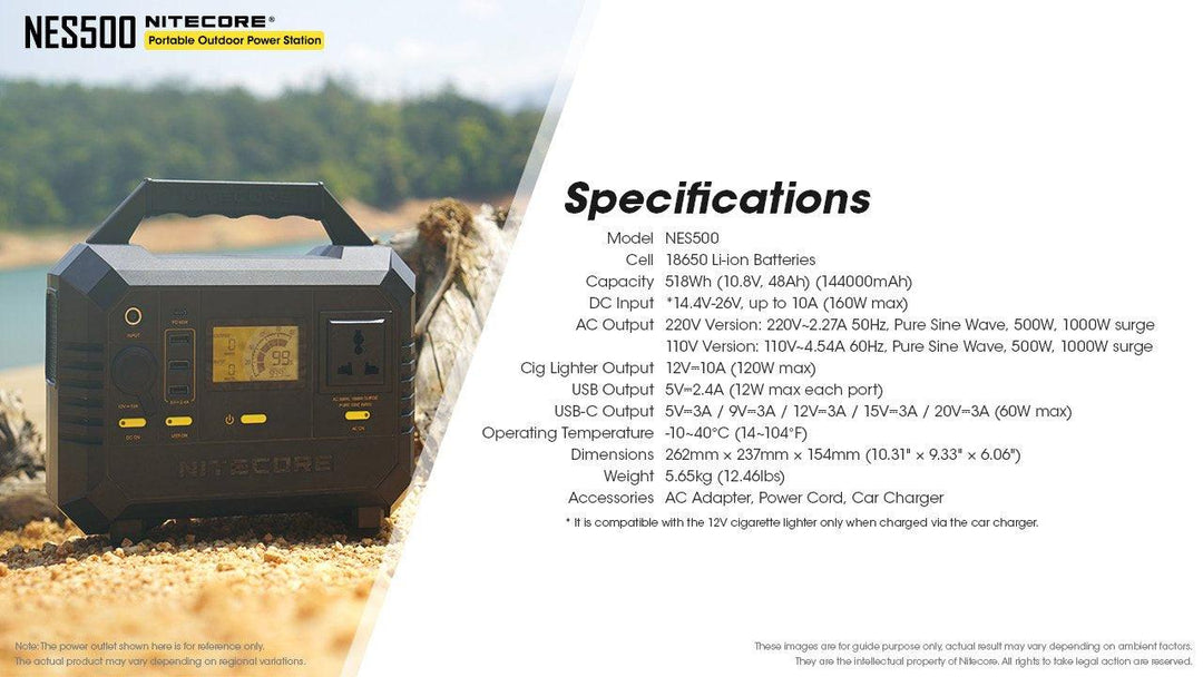 NES500 (518Wh 144,000mAh) Portable Power Station - Nitecore Singapore