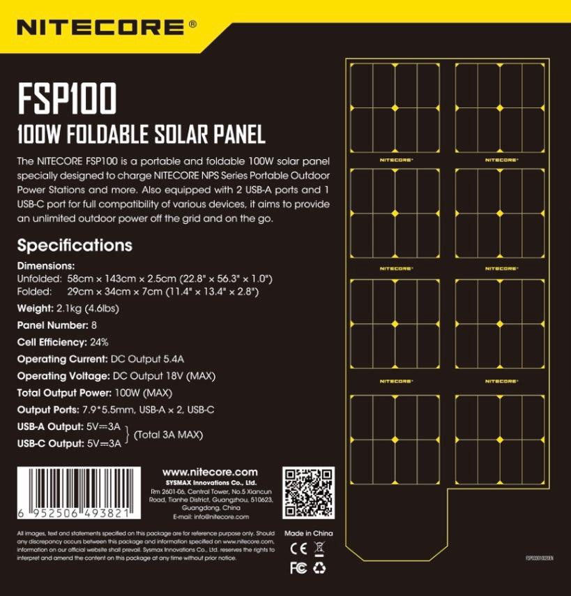 100W Foldable Solar Panel (FSP100) - Nitecore Singapore