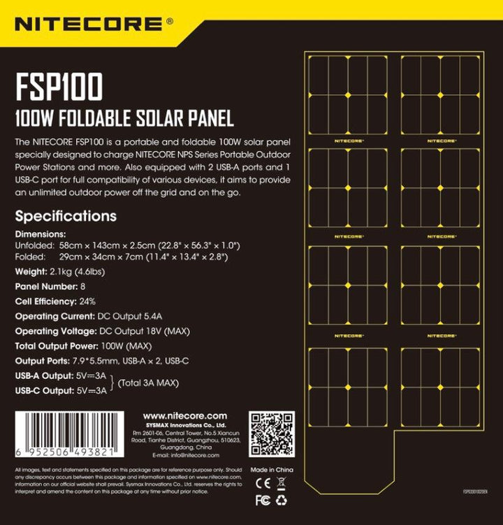 100W Foldable Solar Panel (FSP100) - Nitecore Singapore