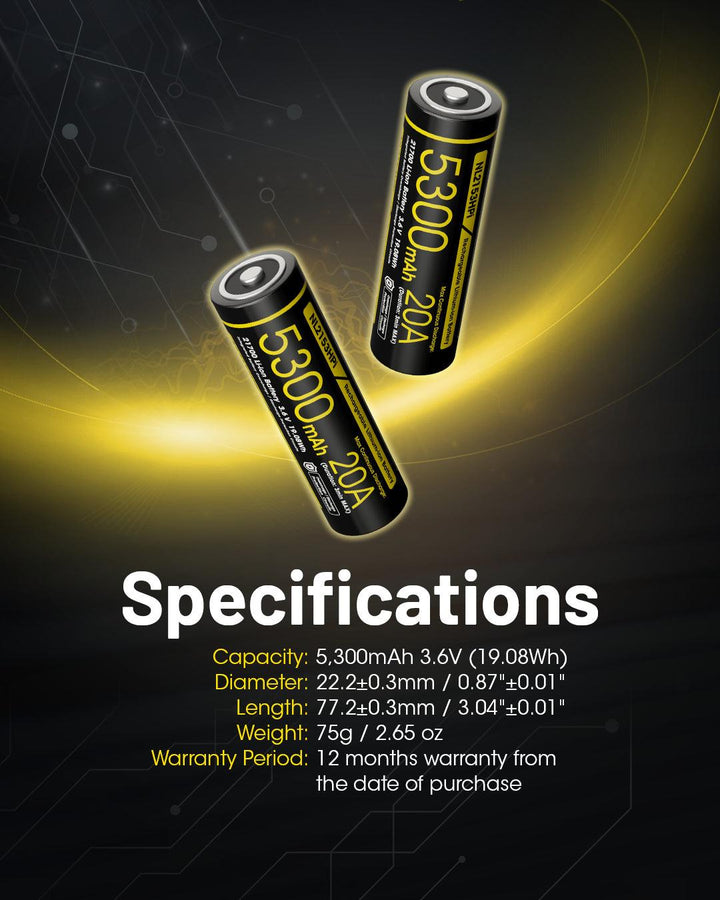 NL2153HPi (21700 - 5300mAh - 20A) - Nitecore Singapore