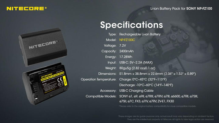 NP-FZ100C (2400mAh) Battery Pack for Sony