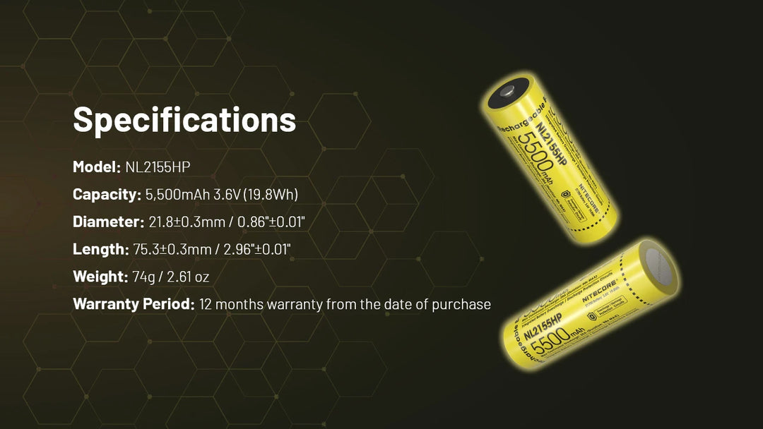 Nitecore NL2155HP - specifications - Nitecore Singapore
