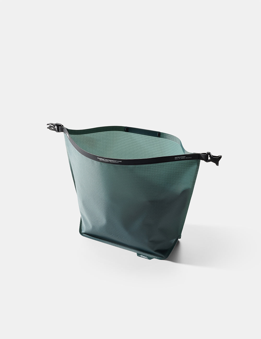 Matador FlatPak Waterproof Toiletry Case (V2) in Juniper - open Blue-green toiletry bag on a white background