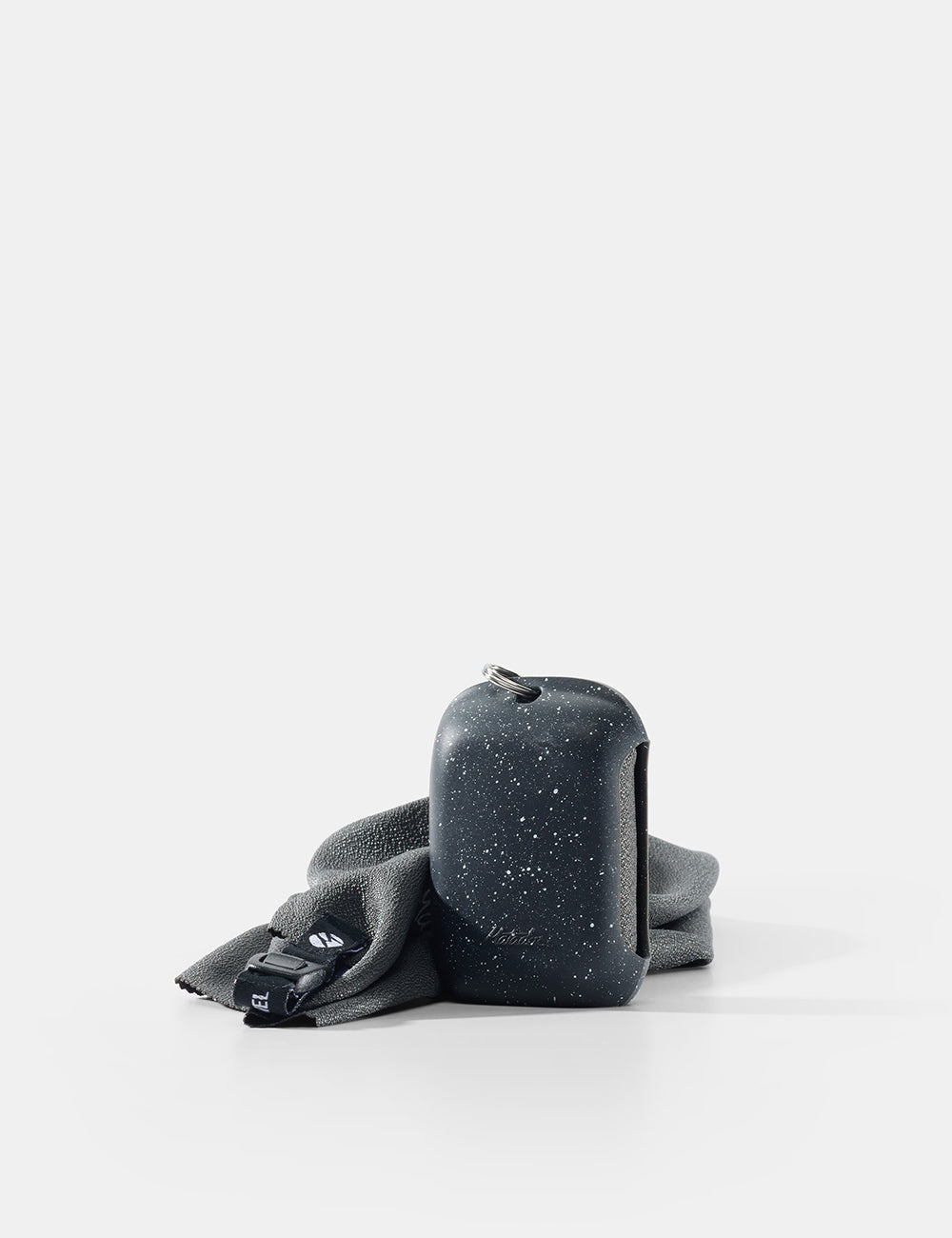 Matador NanoDry Towel - Small 39 x 39cm in Black Granite - granite nanodry towel and silicone case on white background