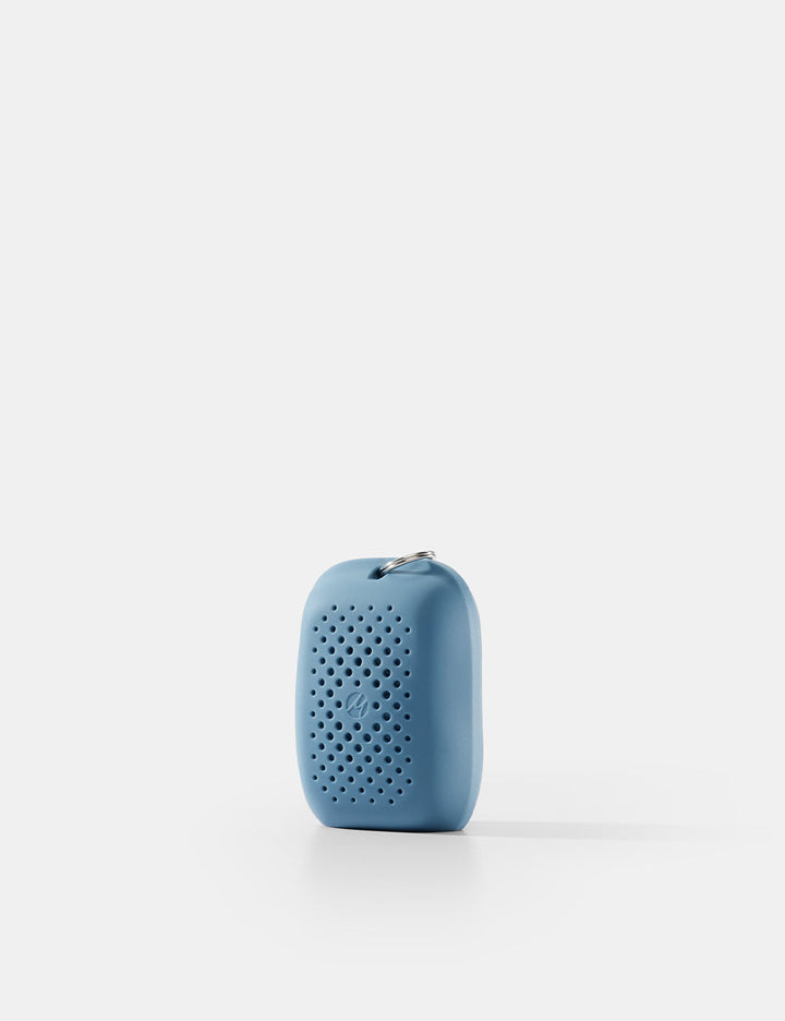 Matador NanoDry Towel - Small 39 x 39cm in Blue - slate silicone case on white background