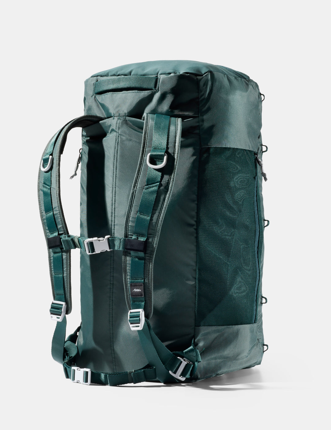 Matador 45L SEG Hybrid Travel Pack in Juniper - green backpack with multiple straps on a white background