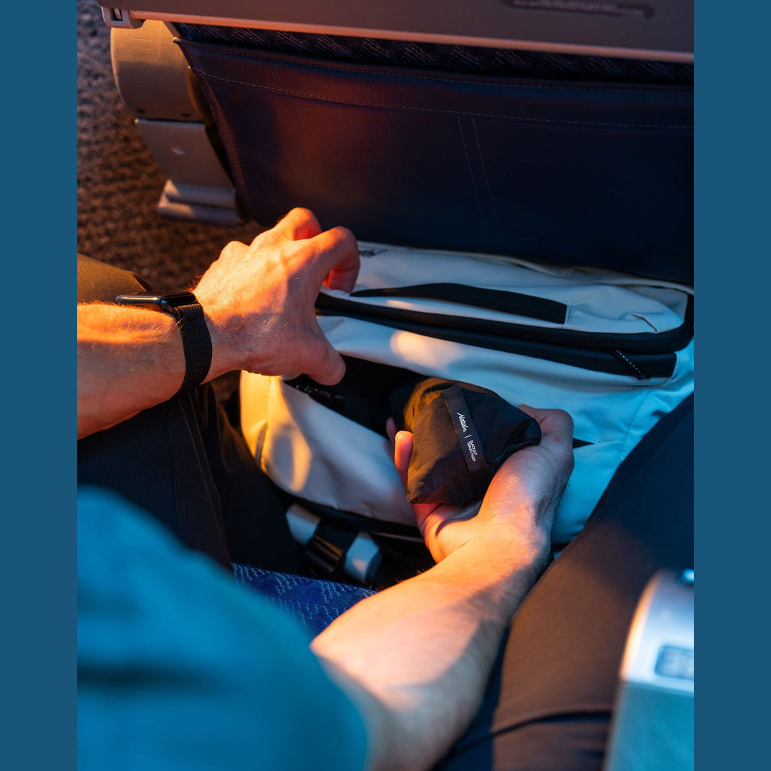 Blackout Travel Pillow in use