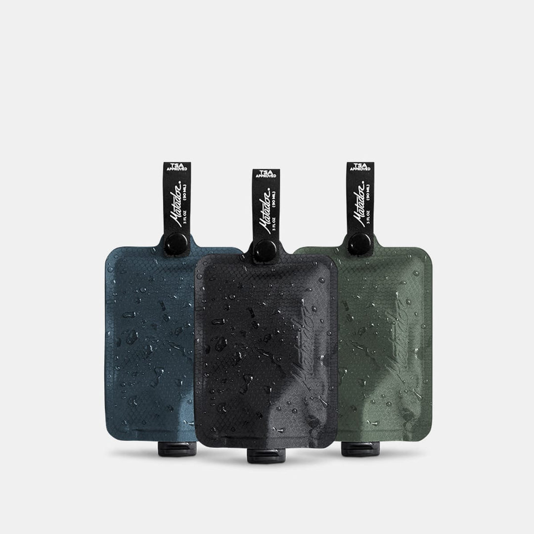 FlatPak Toiletry Bottles 3-Pack (Charcoal/Slate/Sage)
