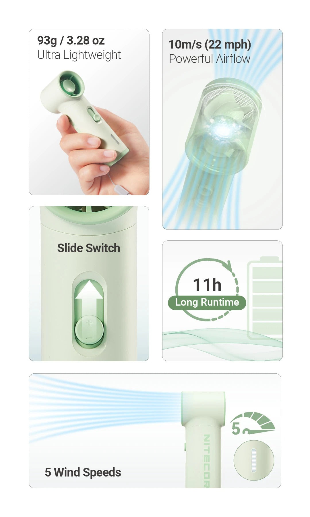 NEF01 LITE - Mini Handheld Fan (2,600mAh)