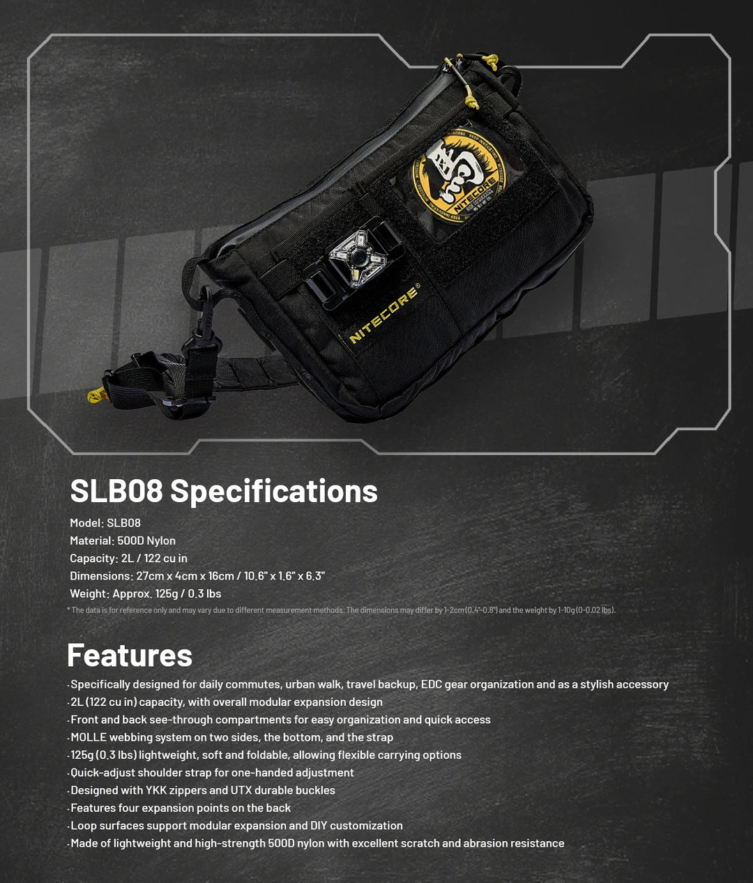 SLB08 Modular Sling Bag - 2L Capacity