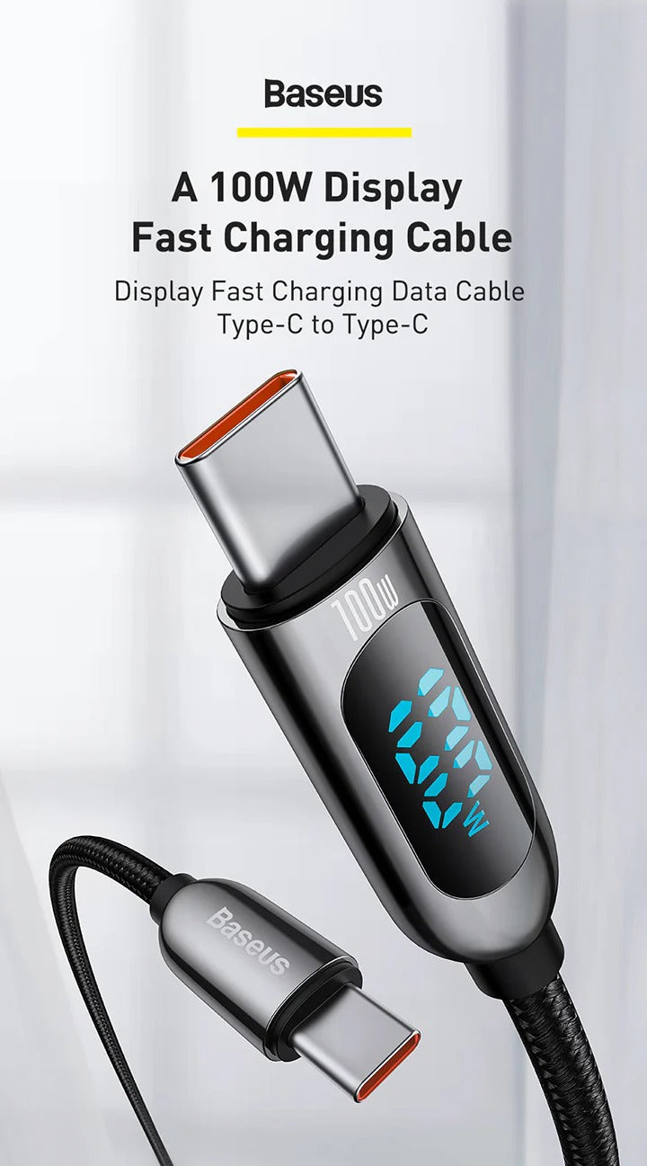 Baseus 100W Display Fast Charging Cable USB-C (1m)