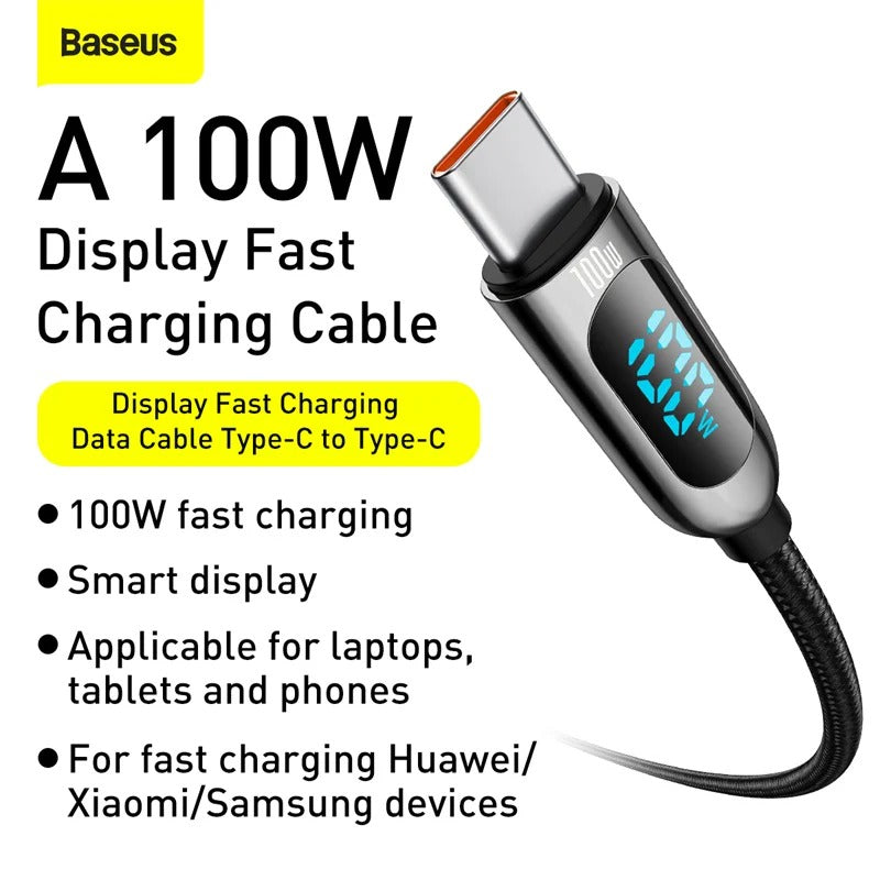 Baseus 100W Display Fast Charging Cable USB-C (1m)