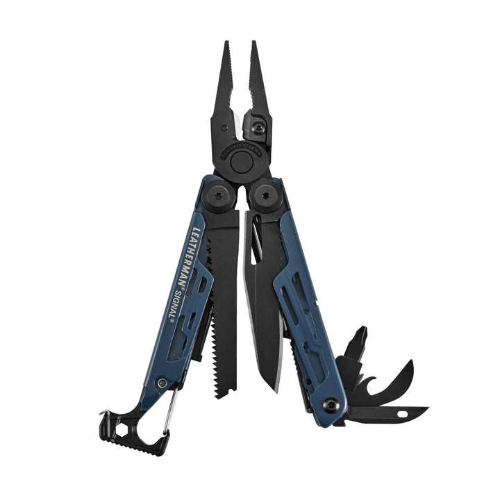 Leatherman Signal - tools fanned open, Nocturnal - Nitecore Singapore