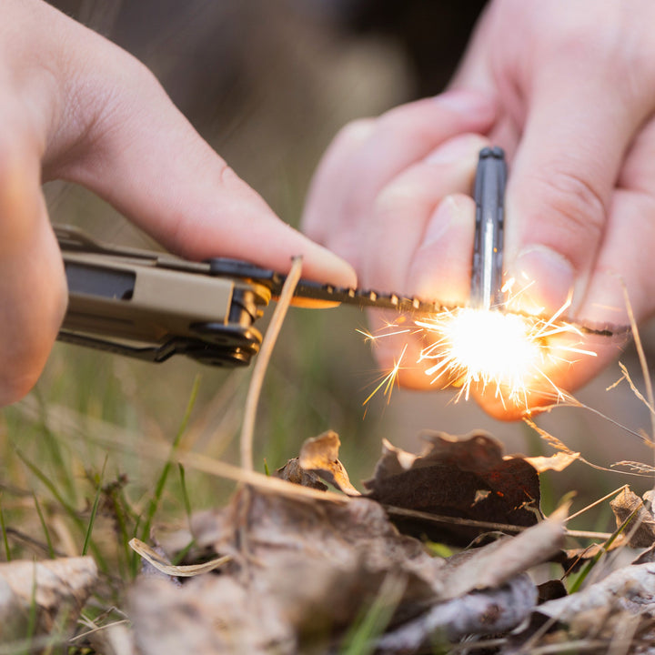 Leatherman Signal - ferrocerium rod striking sparks - Nitecore Singapore