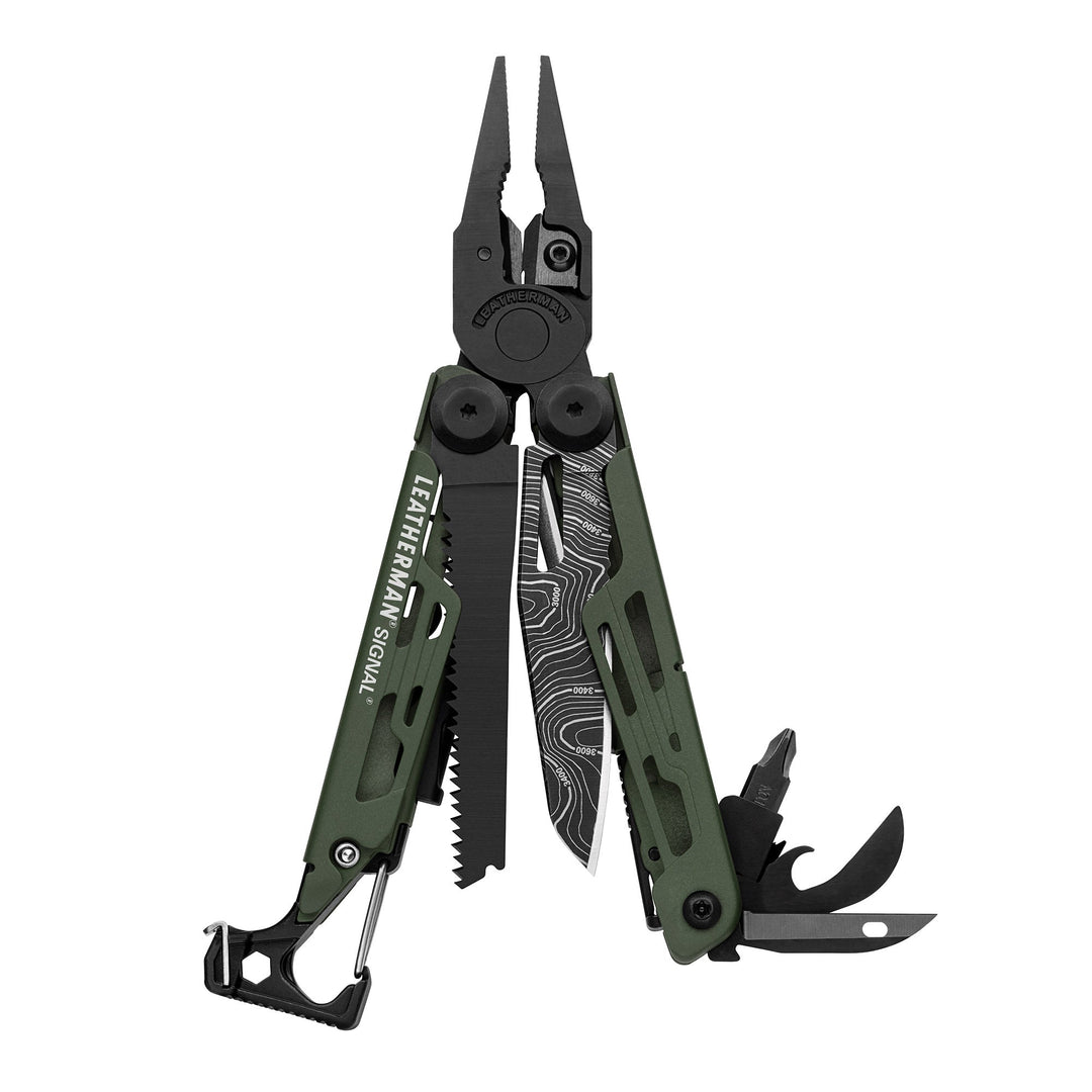 Leatherman Signal - tools fanned open, Green Topo - Nitecore Singapore