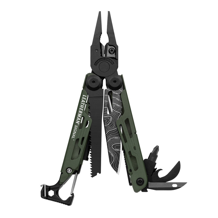 Leatherman Signal - tools fanned open, Green Topo - Nitecore Singapore