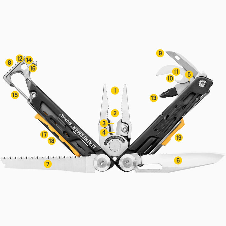 Leatherman Signal - all 19 tools numbered - Nitecore Singapore
