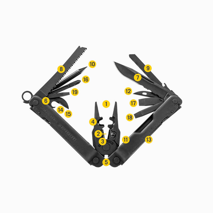 Leatherman Super Tool 300 EOD - all 19 tools numbered - Nitecore Singapore