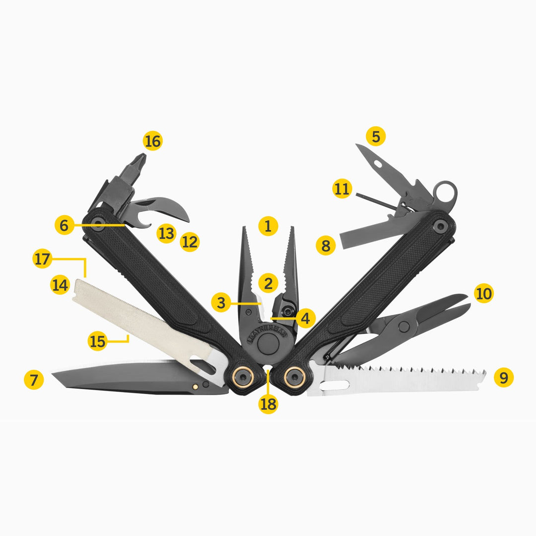 Leatherman Wave Alpha - all 18 tools numbered - Nitecore Singapore